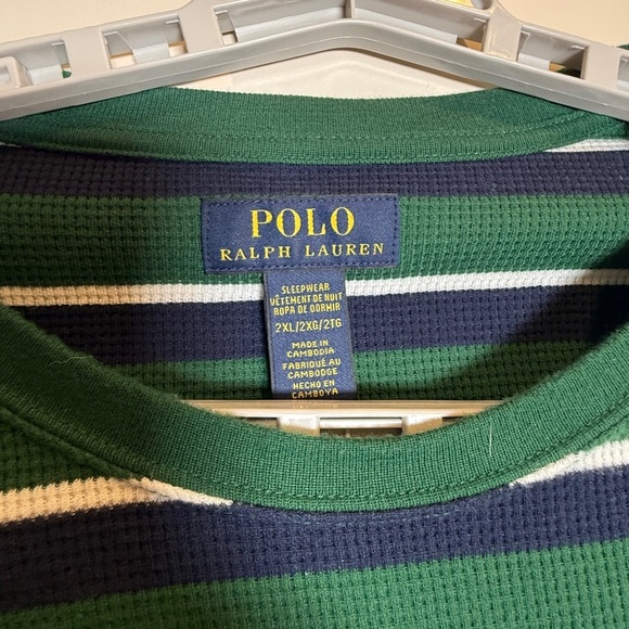 Polo by Ralph Lauren Green and Navy Striped Shirt - Picture 4 of 4